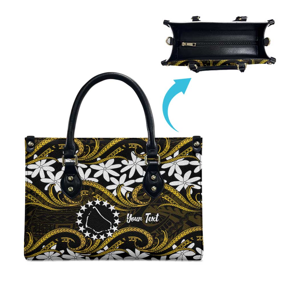 Personalised Cook Islands Manihiki Leather Bag Tiare Maori Polynesian Waves Tattoo