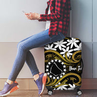 Personalised Cook Islands Manihiki Luggage Cover Tiare Maori Polynesian Waves Tattoo