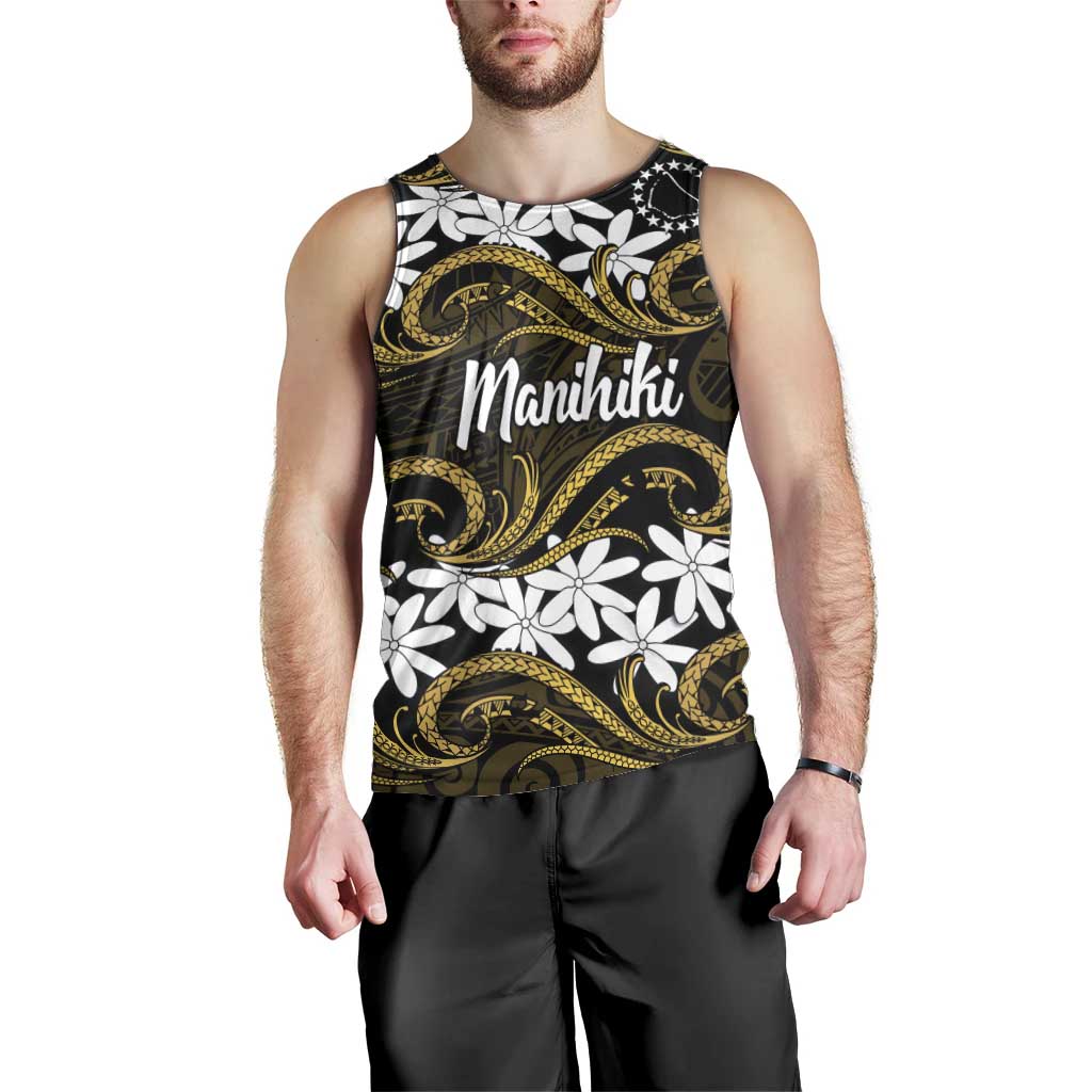 Personalised Cook Islands Manihiki Men Tank Top Tiare Maori Polynesian Waves Tattoo
