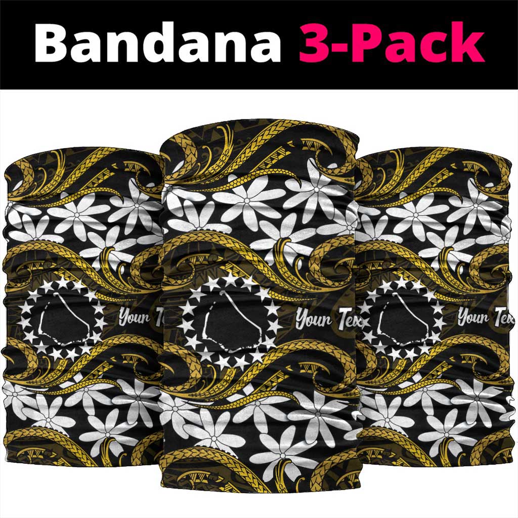 Personalised Cook Islands Manihiki Neck Gaiter Tiare Maori Polynesian Waves Tattoo LT14 package One Size: 25*50cm Gold - Polynesian Pride