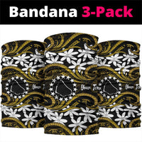 Personalised Cook Islands Manihiki Neck Gaiter Tiare Maori Polynesian Waves Tattoo LT14 package One Size: 25*50cm Gold - Polynesian Pride