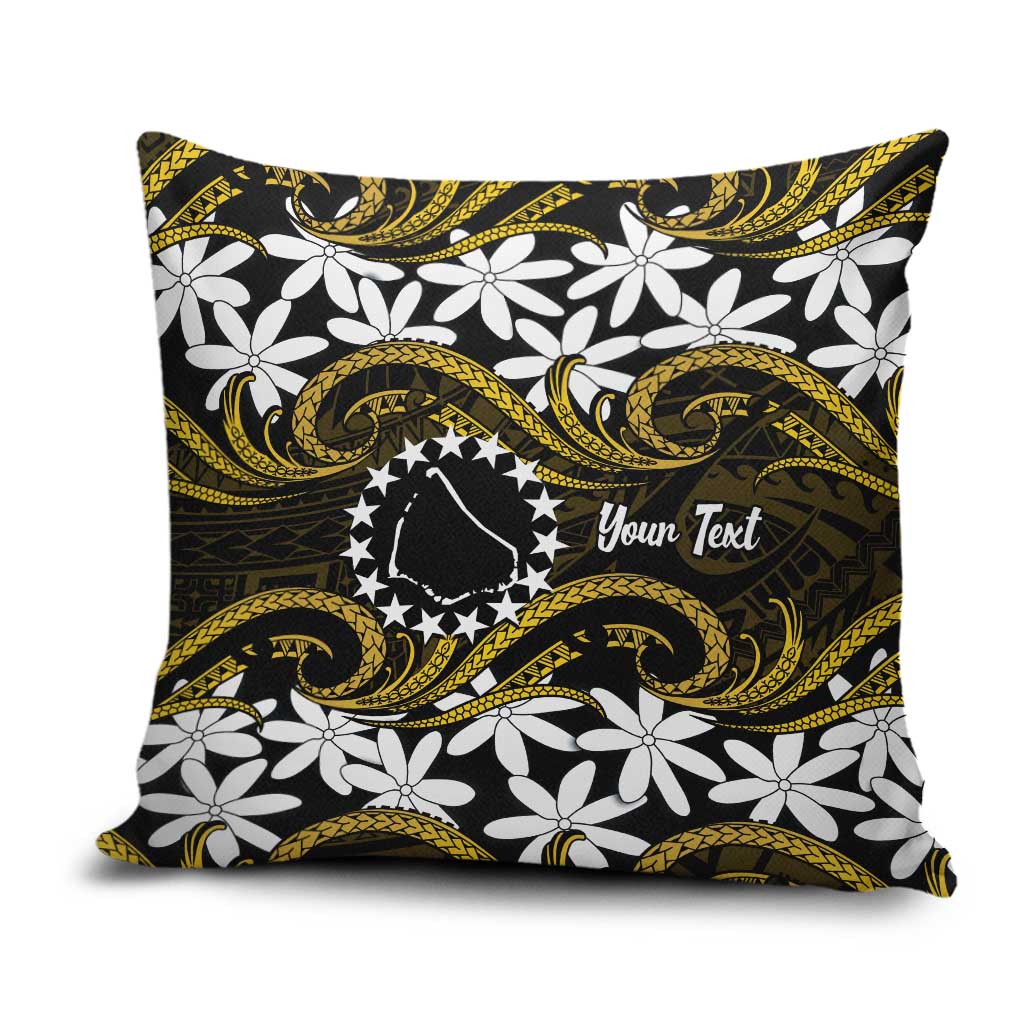 Personalised Cook Islands Manihiki Pillow Cover Tiare Maori Polynesian Waves Tattoo