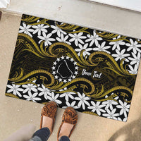 Personalised Cook Islands Manihiki Rubber Doormat Tiare Maori Polynesian Waves Tattoo