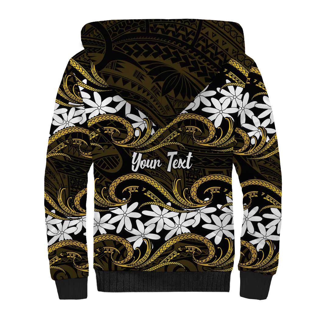 Personalised Cook Islands Manihiki Sherpa Hoodie Tiare Maori Polynesian Waves Tattoo LT14 - Polynesian Pride