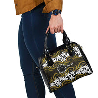 Personalised Cook Islands Manihiki Shoulder Handbag Tiare Maori Polynesian Waves Tattoo