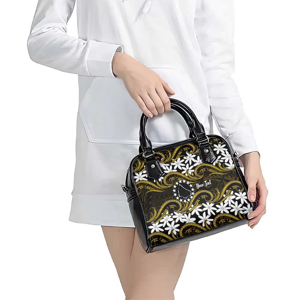 Personalised Cook Islands Manihiki Shoulder Handbag Tiare Maori Polynesian Waves Tattoo