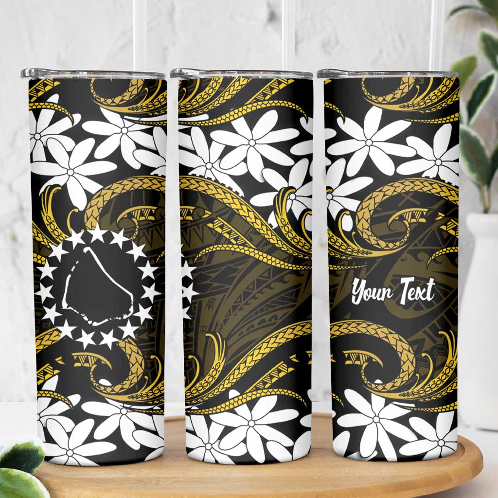 Personalised Cook Islands Manihiki Skinny Tumbler Tiare Maori Polynesian Waves Tattoo LT14 - Polynesian Pride