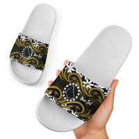 Personalised Cook Islands Manihiki Slide Sandals Tiare Maori Polynesian Waves Tattoo LT14 - Polynesian Pride