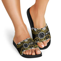 Personalised Cook Islands Manihiki Slide Sandals Tiare Maori Polynesian Waves Tattoo LT14 - Polynesian Pride