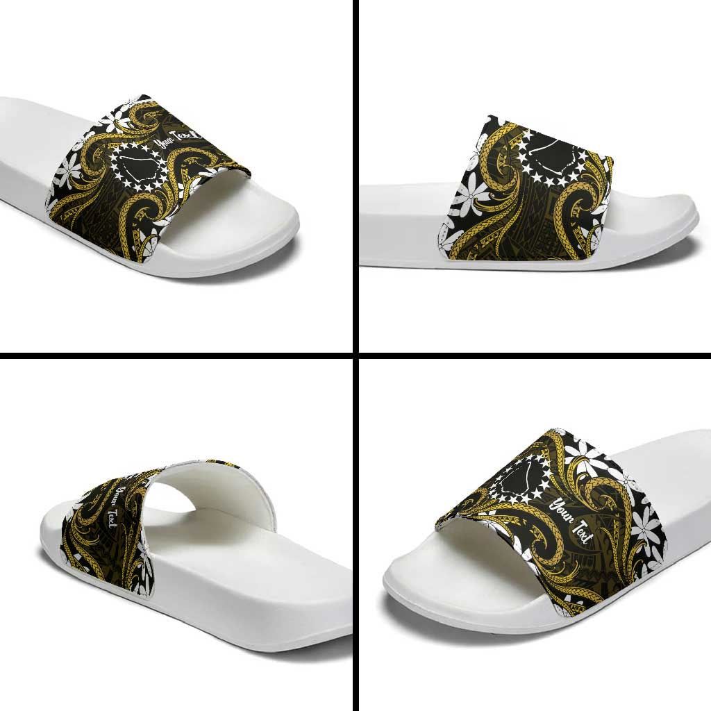 Personalised Cook Islands Manihiki Slide Sandals Tiare Maori Polynesian Waves Tattoo LT14 - Polynesian Pride