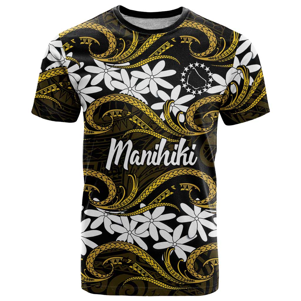 Personalised Cook Islands Manihiki T Shirt Tiare Maori Polynesian Waves Tattoo