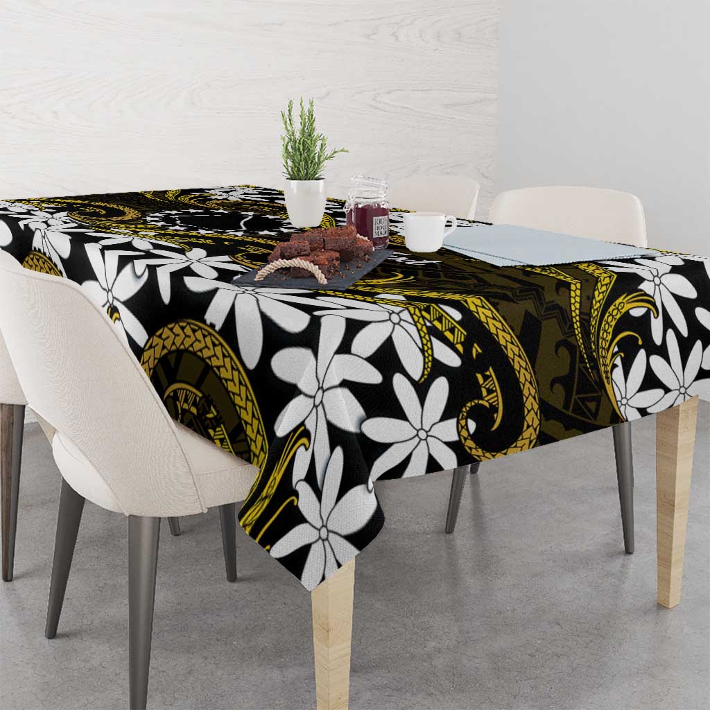 Personalised Cook Islands Manihiki Tablecloth Tiare Maori Polynesian Waves Tattoo