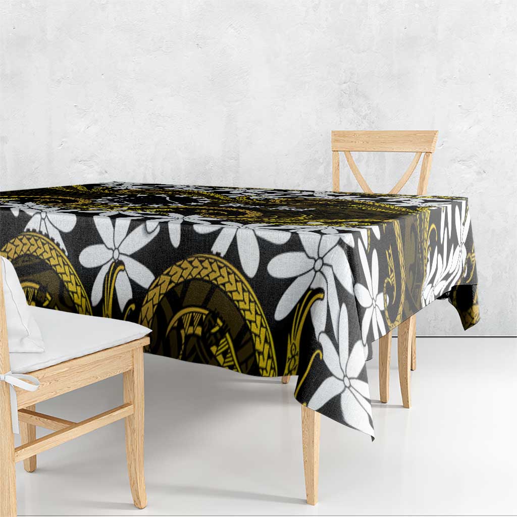 Personalised Cook Islands Manihiki Tablecloth Tiare Maori Polynesian Waves Tattoo