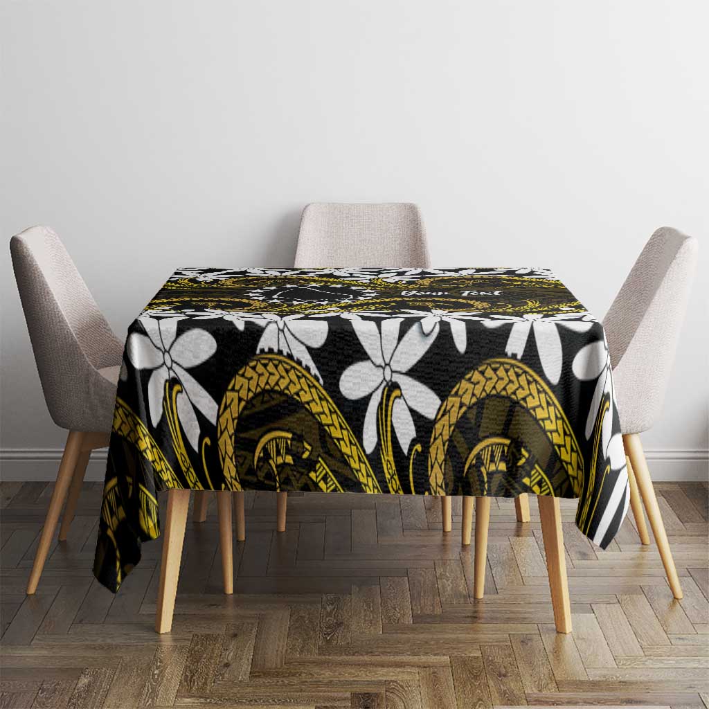 Personalised Cook Islands Manihiki Tablecloth Tiare Maori Polynesian Waves Tattoo