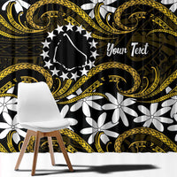 Personalised Cook Islands Manihiki Window Curtain Tiare Maori Polynesian Waves Tattoo