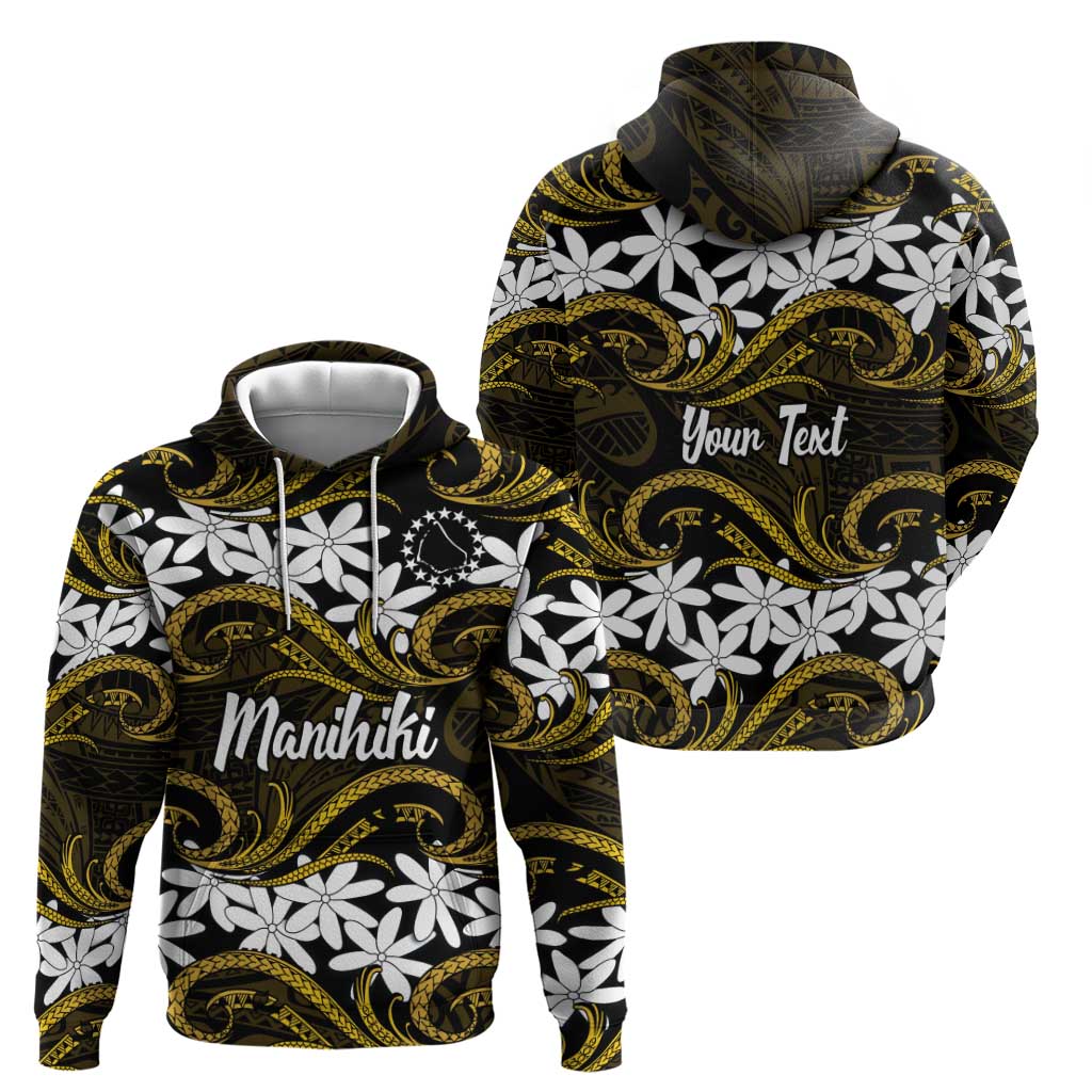 Personalised Cook Islands Manihiki Zip Hoodie Tiare Maori Polynesian Waves Tattoo