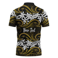 Personalised Cook Islands Manihiki Zipper Polo Shirt Tiare Maori Polynesian Waves Tattoo LT14 - Polynesian Pride