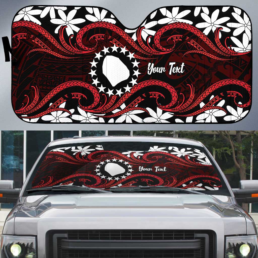 Personalised Cook Islands Atiu Enuamanu Auto Sun Shade Tiare Maori Polynesian Waves Tattoo