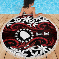 Personalised Cook Islands Atiu Enuamanu Beach Blanket Tiare Maori Polynesian Waves Tattoo