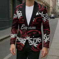 Personalised Cook Islands Atiu Enuamanu Blazer Tiare Maori Polynesian Waves Tattoo