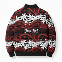 Personalised Cook Islands Atiu Enuamanu Bomber Puffer Jacket Tiare Maori Polynesian Waves Tattoo