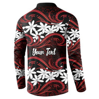 Personalised Cook Islands Atiu Enuamanu Button Sweatshirt Tiare Maori Polynesian Waves Tattoo LT14 - Polynesian Pride