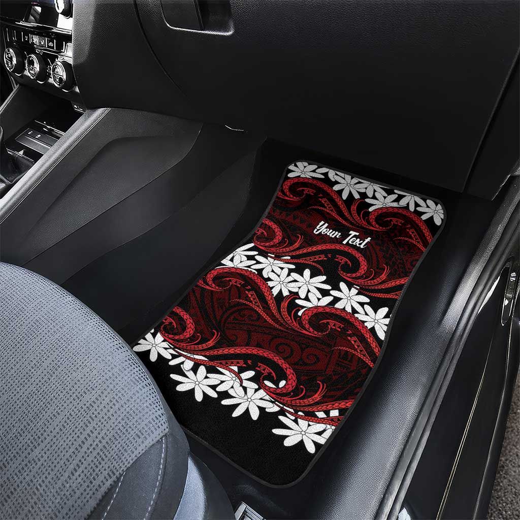 Personalised Cook Islands Atiu Enuamanu Car Mats Tiare Maori Polynesian Waves Tattoo