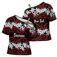 Personalised Cook Islands Atiu Enuamanu Cross Shoulder Shirt Tiare Maori Polynesian Waves Tattoo LT14 - Polynesian Pride