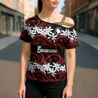 Personalised Cook Islands Atiu Enuamanu Cross Shoulder Shirt Tiare Maori Polynesian Waves Tattoo LT14 - Polynesian Pride