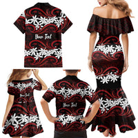 Personalised Cook Islands Atiu Enuamanu Family Matching Mermaid Dress and Hawaiian Shirt Tiare Maori Polynesian Waves Tattoo LT14 - Polynesian Pride