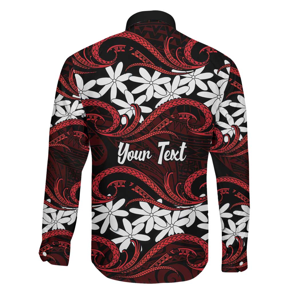 Personalised Cook Islands Atiu Enuamanu Family Matching Off The Shoulder Long Sleeve Dress and Hawaiian Shirt Tiare Maori Polynesian Waves Tattoo LT14 - Polynesian Pride