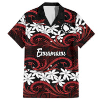 Personalised Cook Islands Atiu Enuamanu Family Matching Puletasi and Hawaiian Shirt Tiare Maori Polynesian Waves Tattoo LT14 Dad's Shirt - Short Sleeve Red - Polynesian Pride
