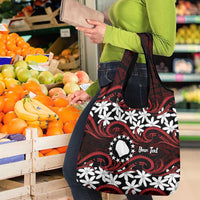 Personalised Cook Islands Atiu Enuamanu Grocery Bag Tiare Maori Polynesian Waves Tattoo