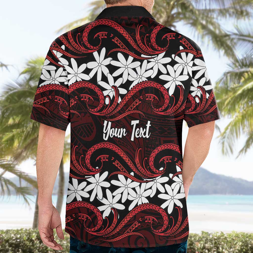 Personalised Cook Islands Atiu Enuamanu Hawaiian Shirt Tiare Maori Polynesian Waves Tattoo LT14 - Polynesian Pride