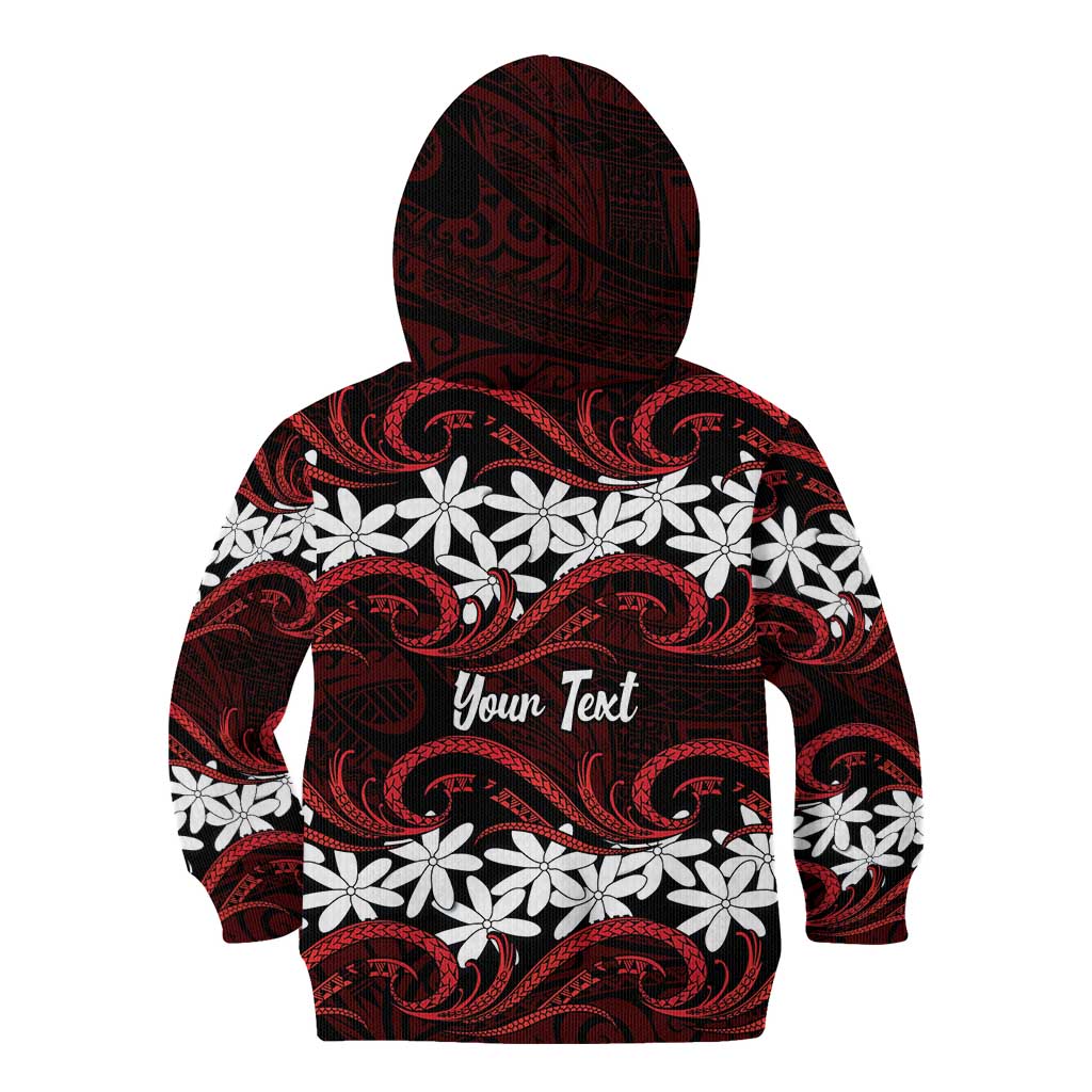 Personalised Cook Islands Atiu Enuamanu Kid Hoodie Tiare Maori Polynesian Waves Tattoo LT14 - Polynesian Pride