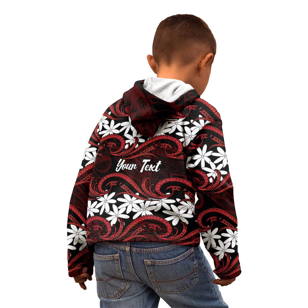Personalised Cook Islands Atiu Enuamanu Kid Hoodie Tiare Maori Polynesian Waves Tattoo LT14 - Polynesian Pride