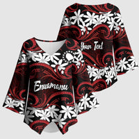 Personalised Cook Islands Atiu Enuamanu Kimono Sleeve Blouse Tiare Maori Polynesian Waves Tattoo LT14 - Polynesian Pride