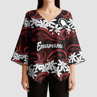 Personalised Cook Islands Atiu Enuamanu Kimono Sleeve Blouse Tiare Maori Polynesian Waves Tattoo LT14 - Polynesian Pride