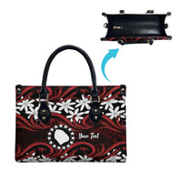 Personalised Cook Islands Atiu Enuamanu Leather Bag Tiare Maori Polynesian Waves Tattoo