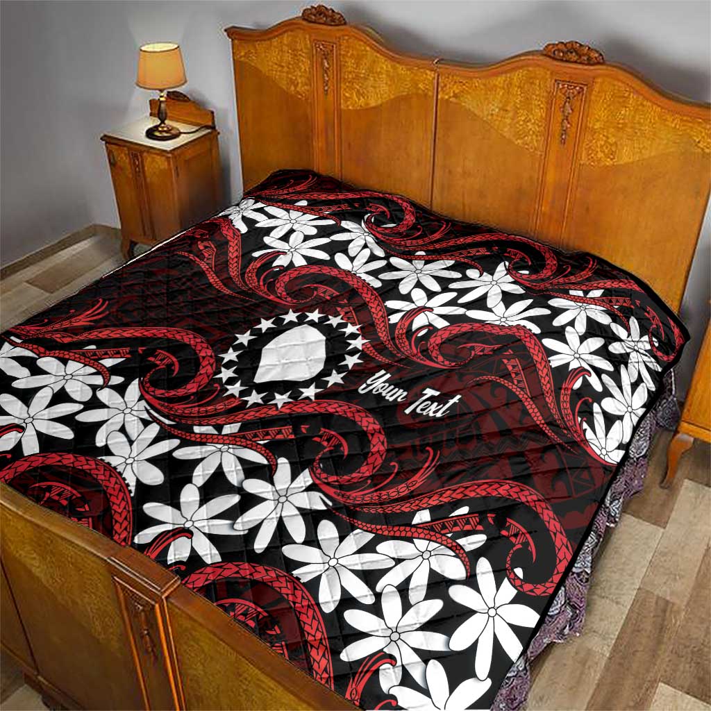 Personalised Cook Islands Atiu Enuamanu Quilt Tiare Maori Polynesian Waves Tattoo