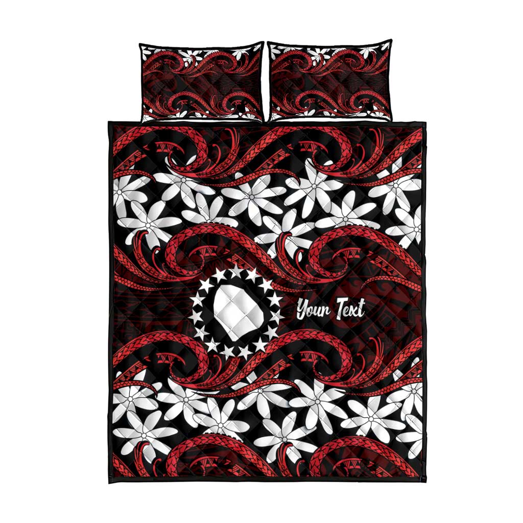 Personalised Cook Islands Atiu Enuamanu Quilt Bed Set Tiare Maori Polynesian Waves Tattoo