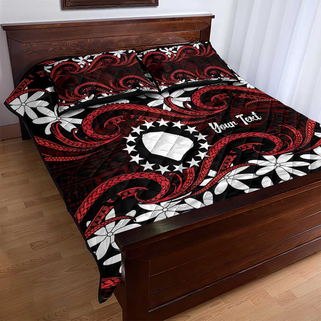 Personalised Cook Islands Atiu Enuamanu Quilt Bed Set Tiare Maori Polynesian Waves Tattoo