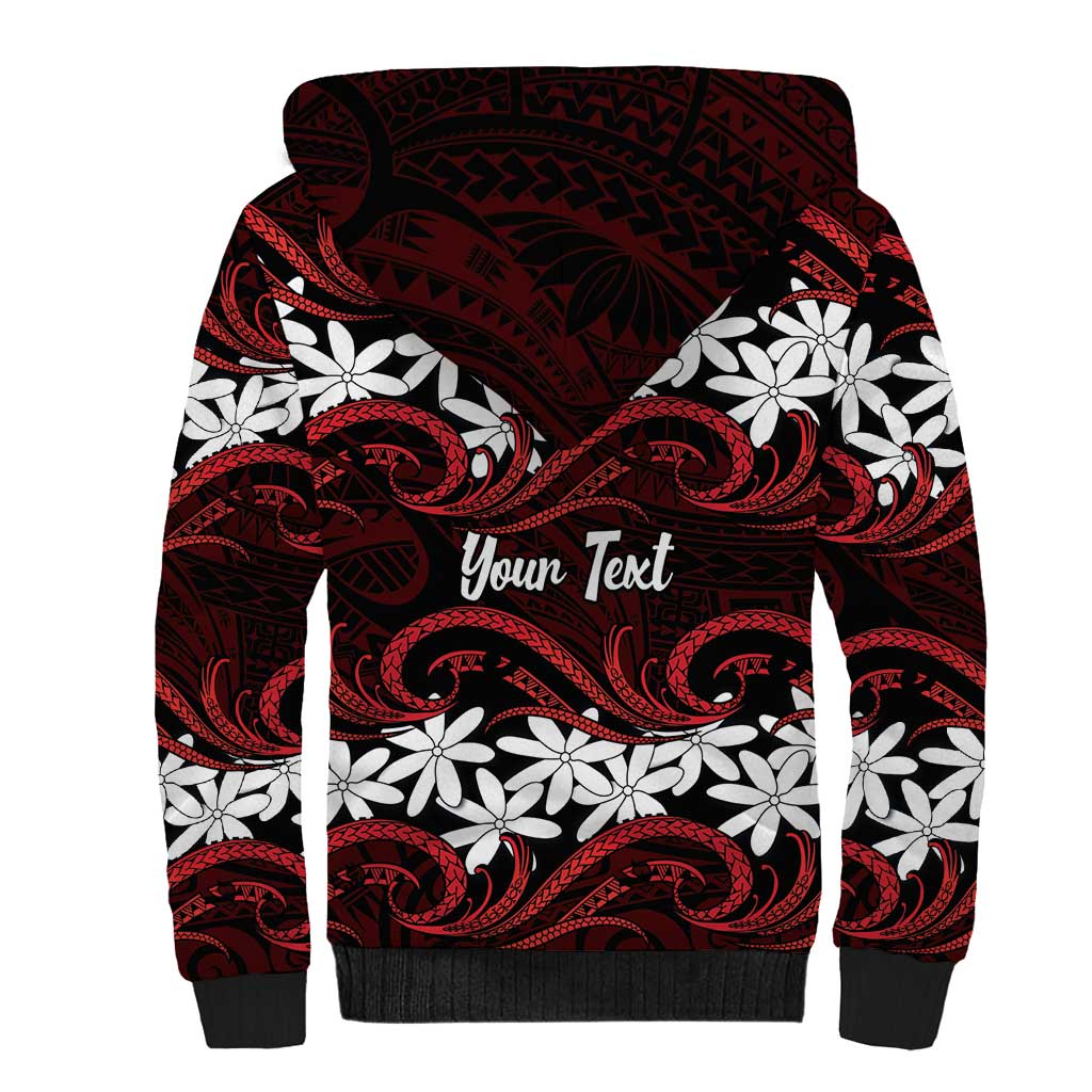Personalised Cook Islands Atiu Enuamanu Sherpa Hoodie Tiare Maori Polynesian Waves Tattoo LT14 - Polynesian Pride