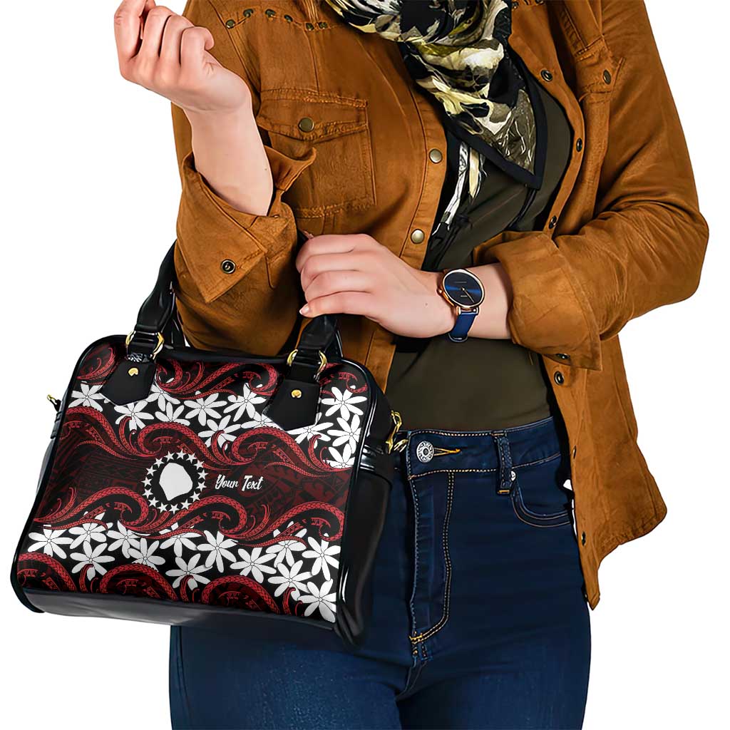 Personalised Cook Islands Atiu Enuamanu Shoulder Handbag Tiare Maori Polynesian Waves Tattoo