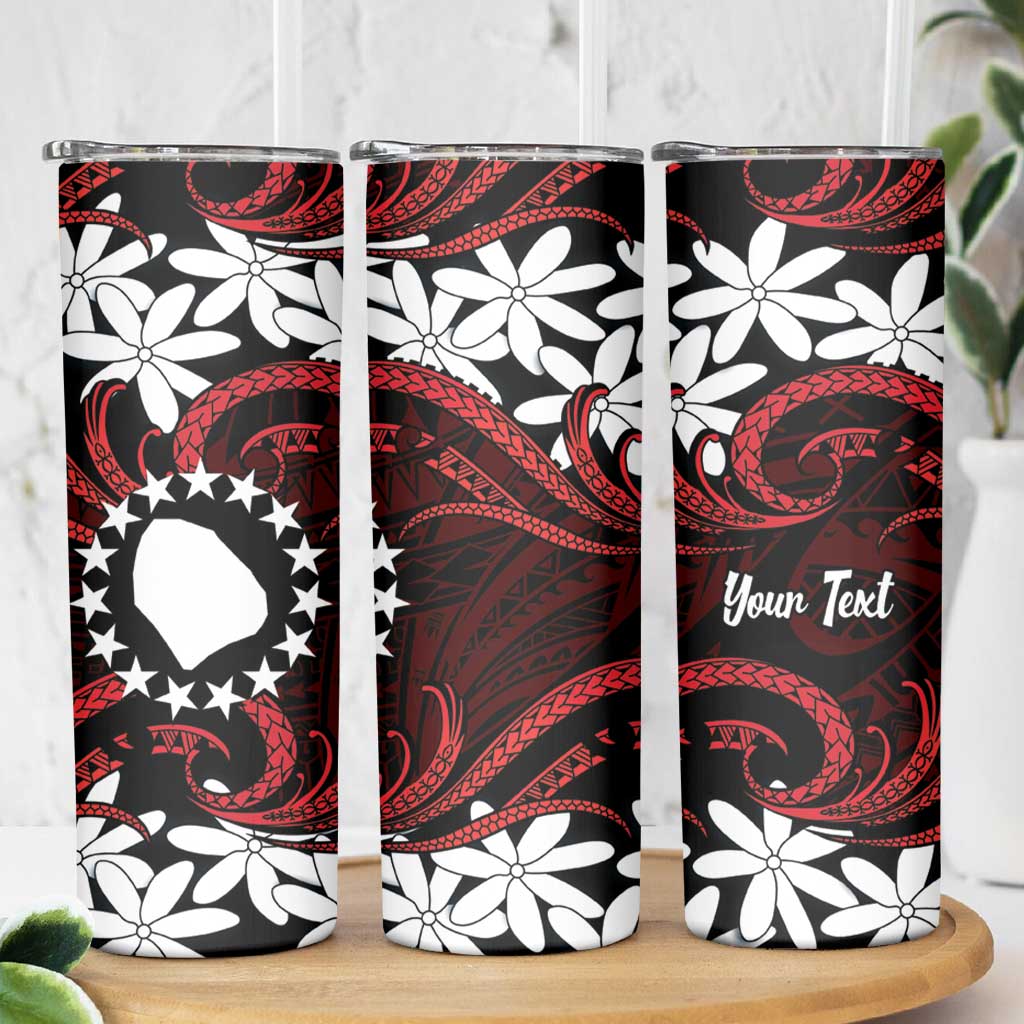 Personalised Cook Islands Atiu Enuamanu Skinny Tumbler Tiare Maori Polynesian Waves Tattoo LT14 - Polynesian Pride
