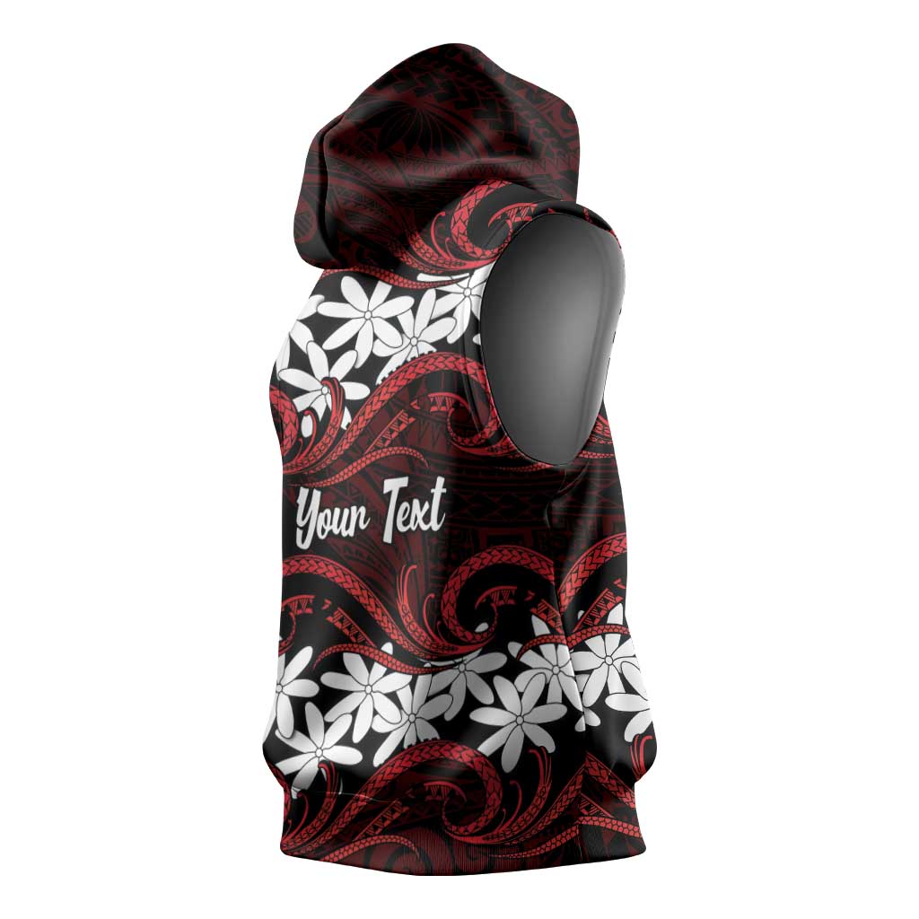 Personalised Cook Islands Atiu Enuamanu Sleeveless Hoodie Tiare Maori Polynesian Waves Tattoo LT14 - Polynesian Pride