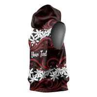 Personalised Cook Islands Atiu Enuamanu Sleeveless Hoodie Tiare Maori Polynesian Waves Tattoo LT14 - Polynesian Pride
