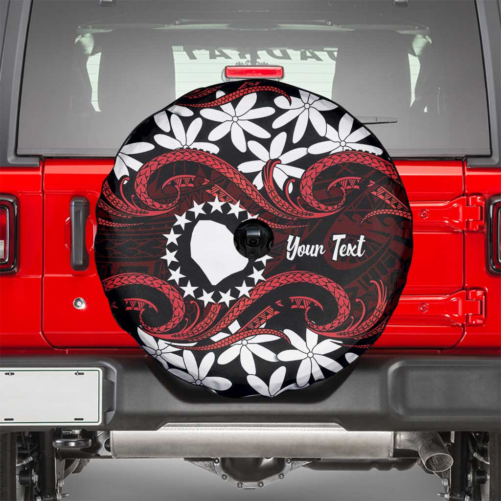 Personalised Cook Islands Atiu Enuamanu Spare Tire Cover Tiare Maori Polynesian Waves Tattoo LT14 - Polynesian Pride