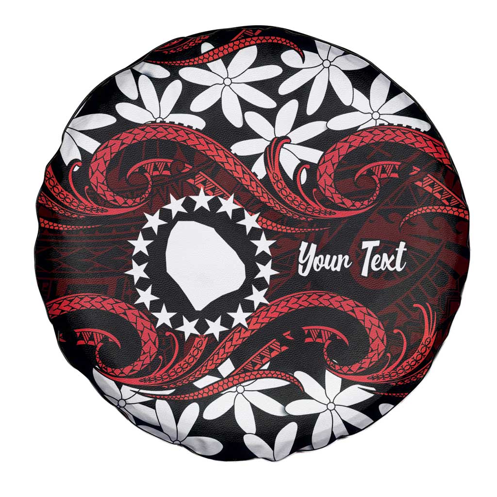 Personalised Cook Islands Atiu Enuamanu Spare Tire Cover Tiare Maori Polynesian Waves Tattoo LT14 - Polynesian Pride