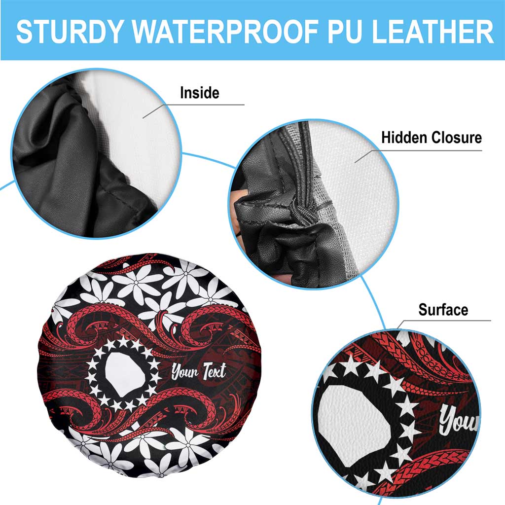 Personalised Cook Islands Atiu Enuamanu Spare Tire Cover Tiare Maori Polynesian Waves Tattoo LT14 - Polynesian Pride